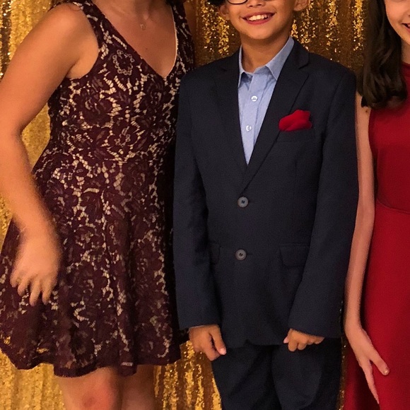 Burgundy and Tan Lace Semi Formal Dress Sz Sm - Picture 4 of 4